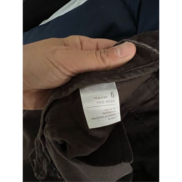 Old Navy dark brown corduroy pants regular mid high rise 6 - Picture 3 of 5